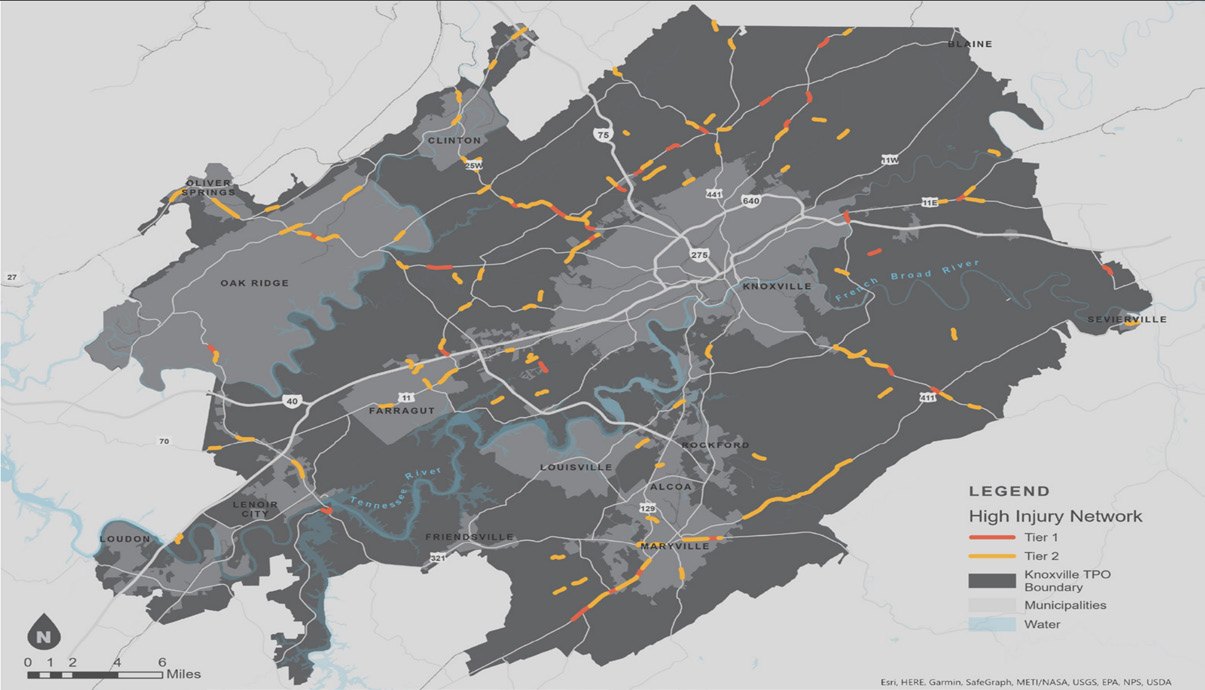 Page 1 of the Knoxville Regional Roadway Safety Action Plan project cutsheet
